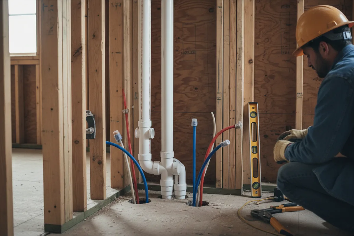 Drain and supply rough-in during Toilet Repair and Installation in Jonesville