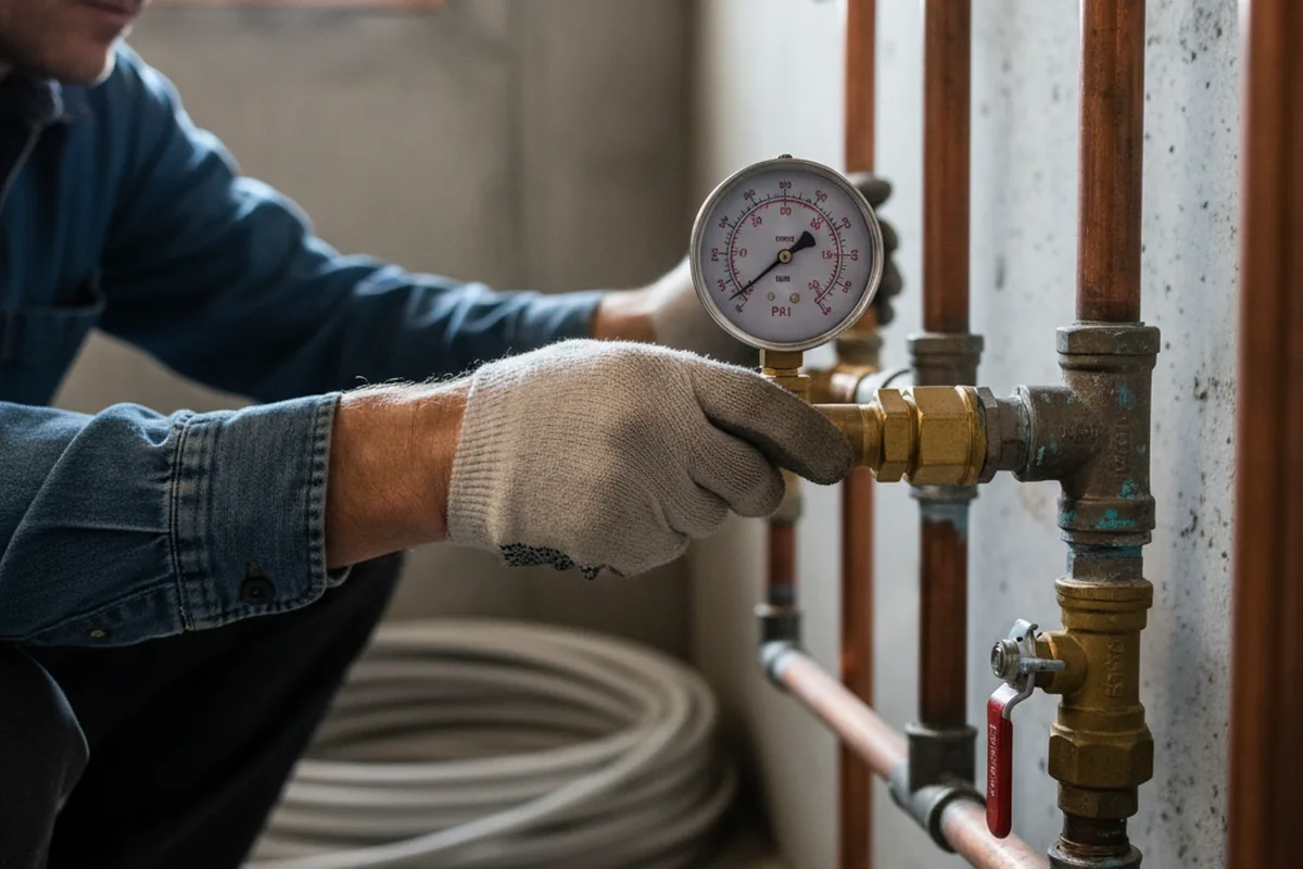 Pressure testing a repaired line during Water Line Repair in Jonesville